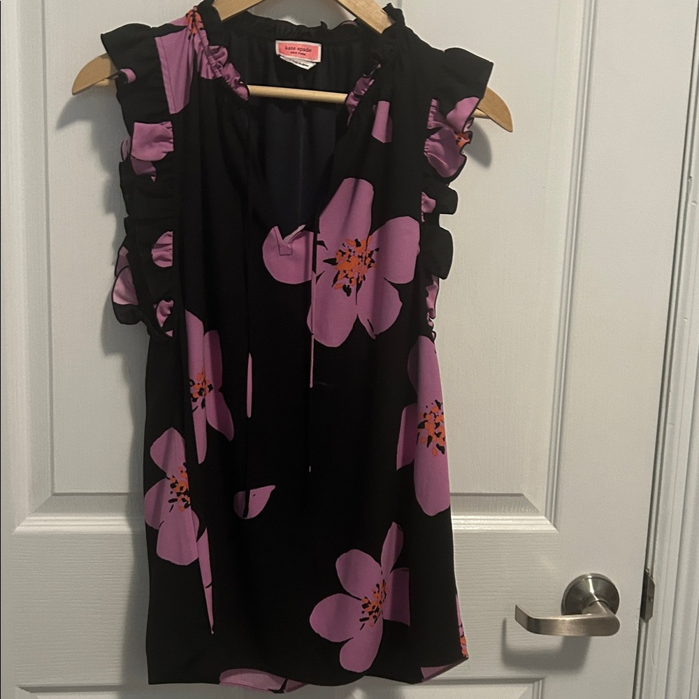 Kate Spade Grand Flora Tie Neck Top! - Picture 5 of 9